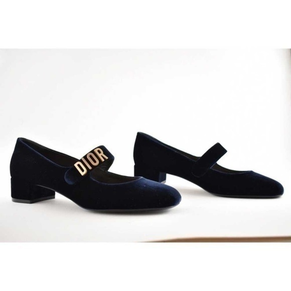 Dior Baby D Deep Blue Velvet Mary Jane Ballerina Pump Size 41.5 - Picture 1 of 16